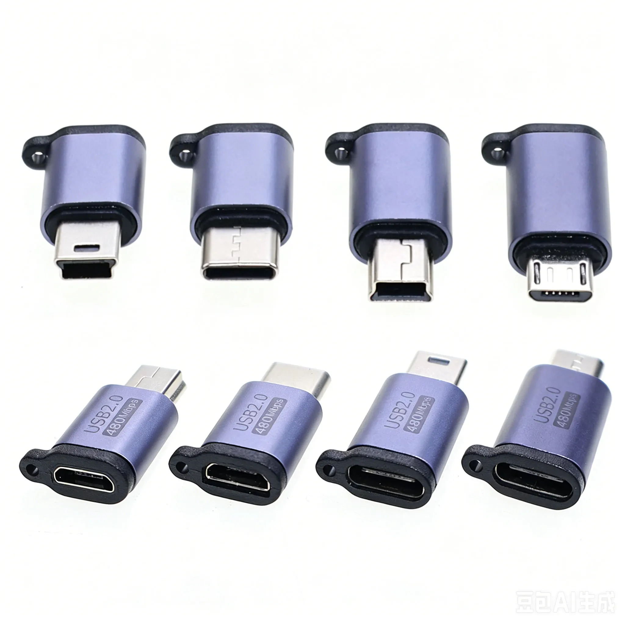 2-5PCS Type-C Micro USB Female to Type C Mini Micro USB Male Charging Adapter Charger Converter For 480Mbps Data Transfer