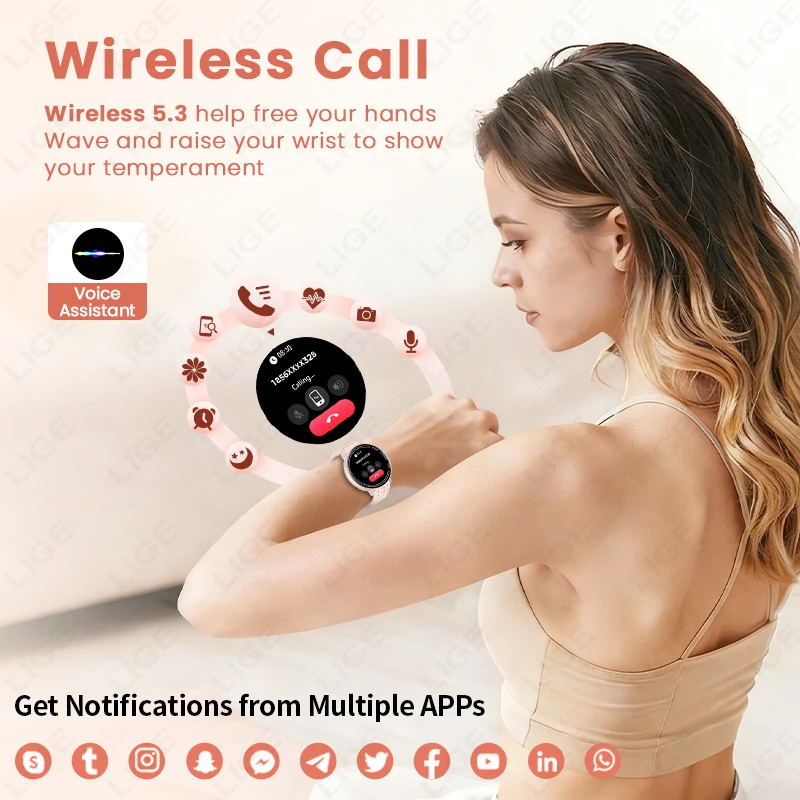 LIGE New GPS Tracker Smart Watch Wireless Call IP68 Waterproof Sports Record Heart Rate Monitor Women Smartwatch For Android ios