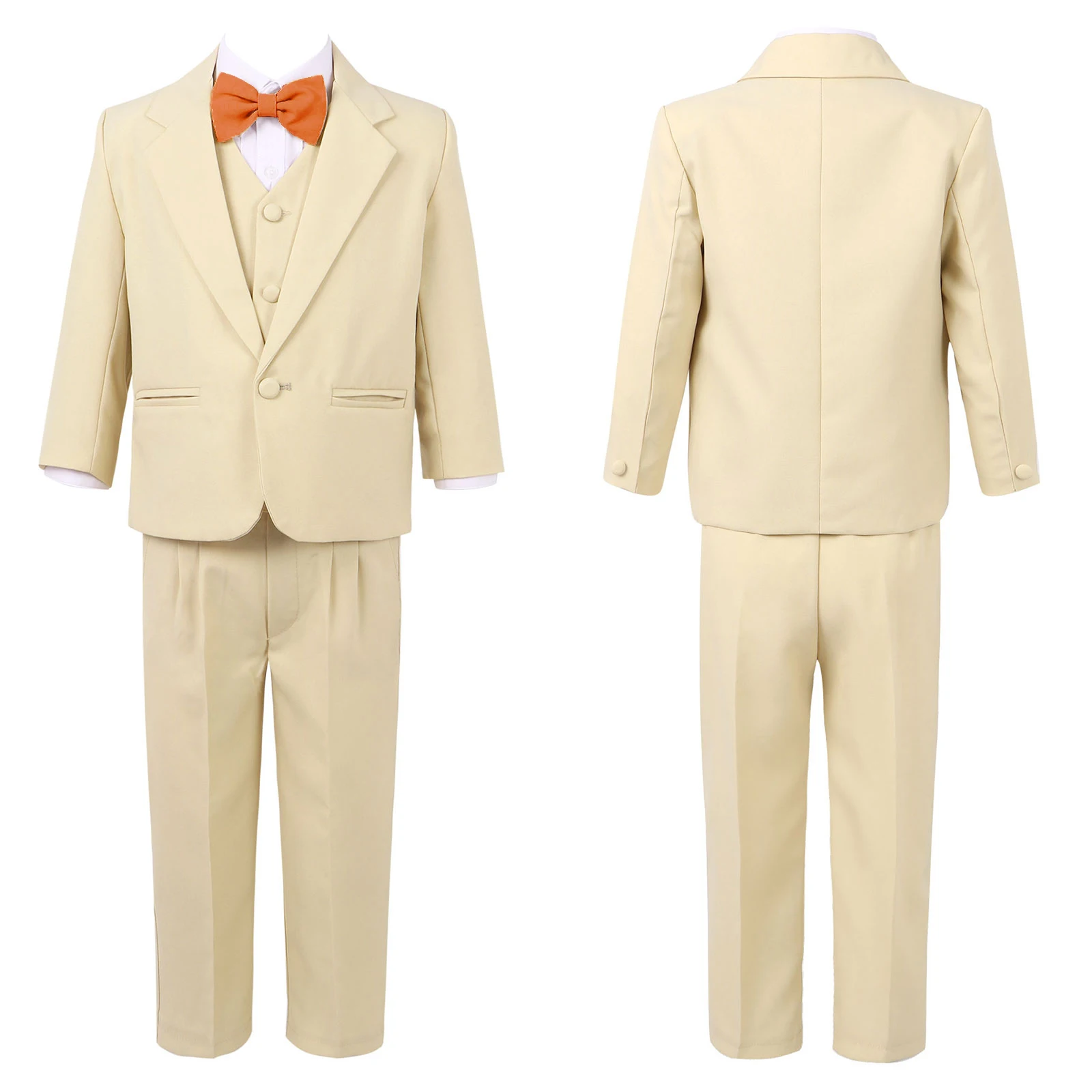 Baby Boys 5 Pcs Set Formal Tuxedo Suits Infant Lapel Blazer+Vest+Shirt+Pants+Bow Tie for Wedding Christening Gentleman Outfits