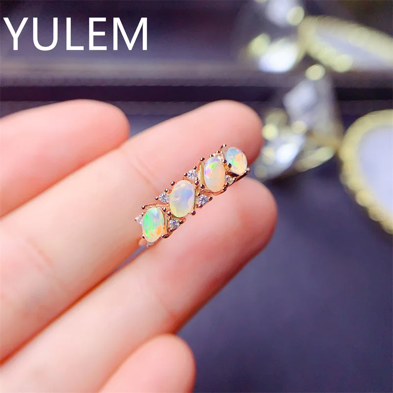 YULEM New Arrival 3x5mm Natural Facet White Opal with Simple Design for Women Daily Wear Siver 925 Fine Jewelry