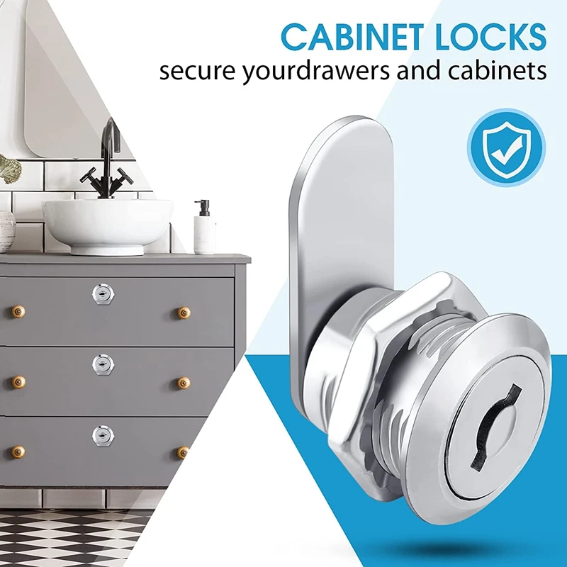 Imagem -03 - Liga de Zinco Gabinete Cam Lock com Chave Alike Cilindro Gaveta Lock Secure File in in 16 Pcs