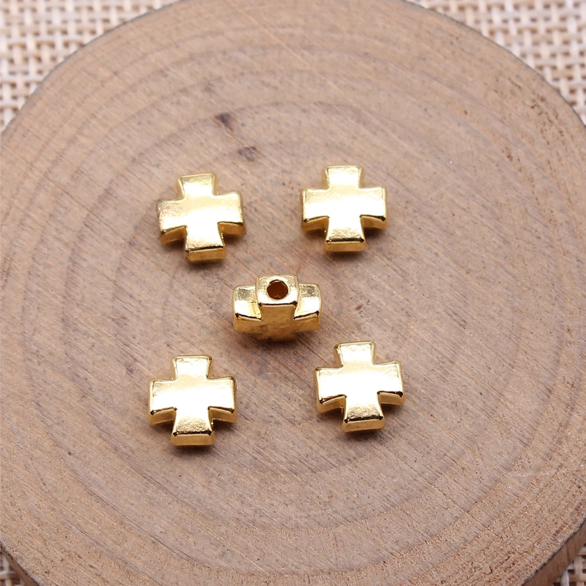 WYSIWYG-Cuentas cruzadas de 8x8mm para fabricación de joyas, abalorios de Color dorado, plateado, antiguo, 20 piezas