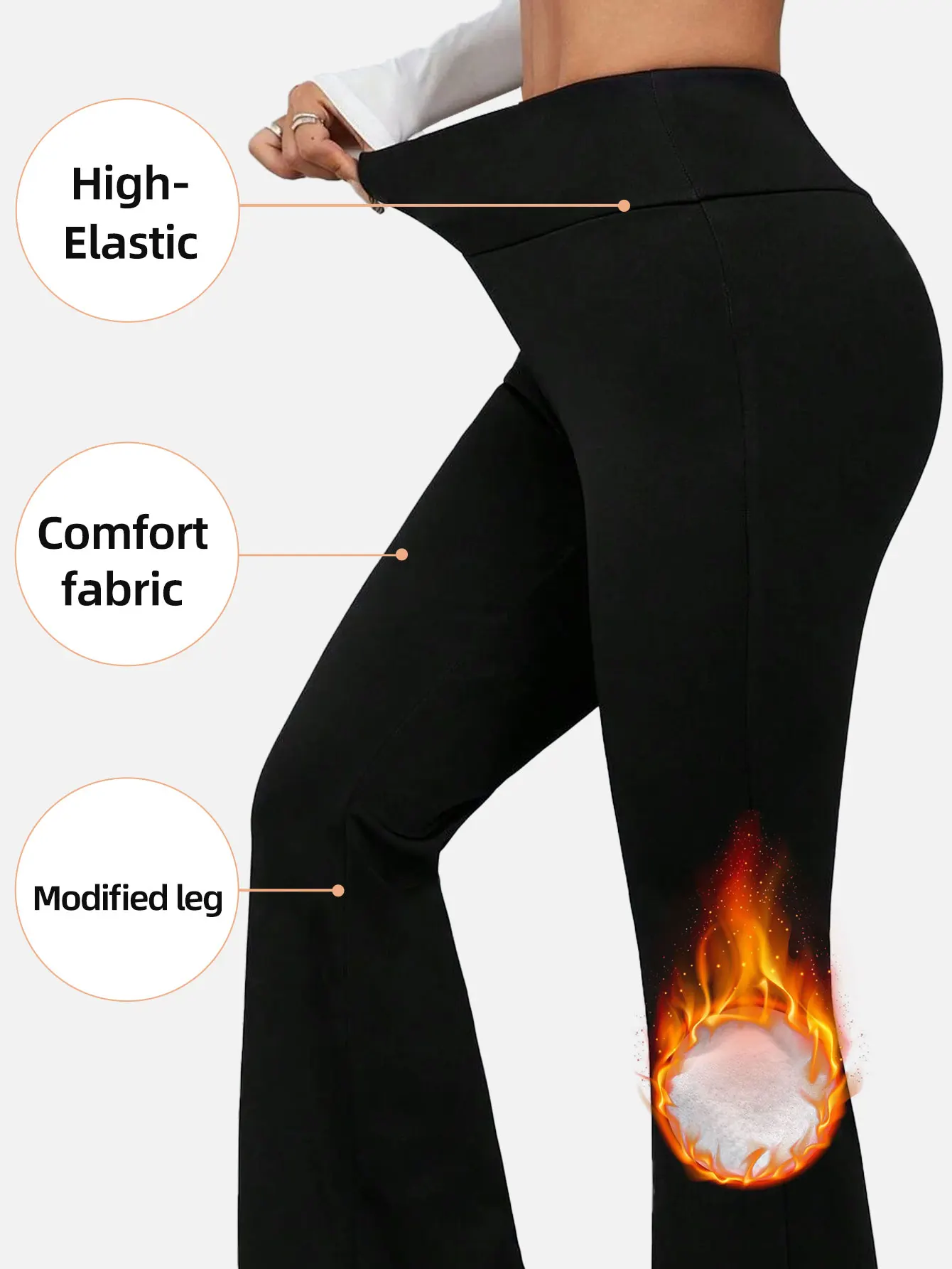 1 Paar ausgestellte Damenhose mit dicken Wollfutter, winddichte Winterhose mit hoher Taille, warme Kleidung für Büroarbeit