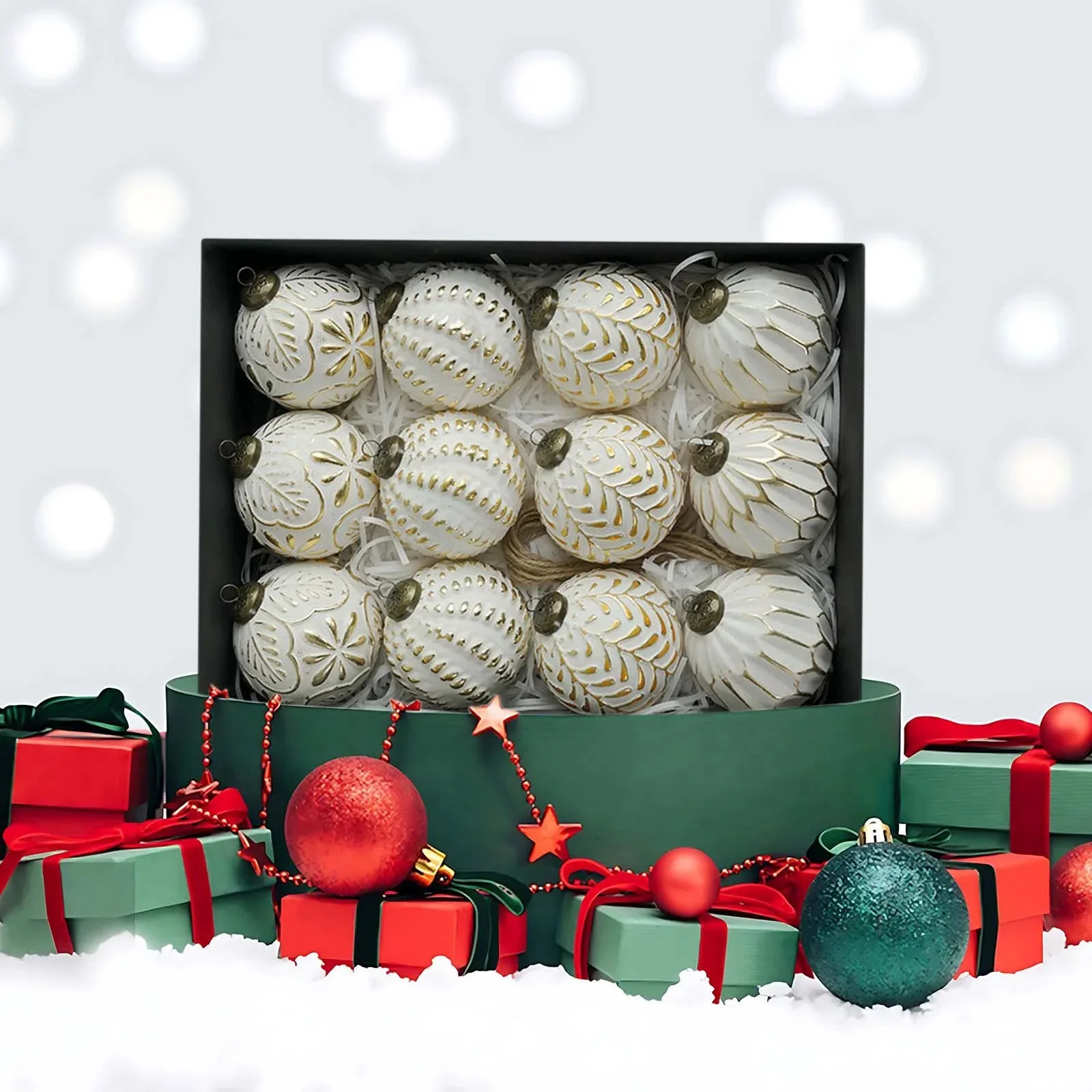 12pcs/set 8.0cm antique-style Christmas ball decorations for Christmas Tree Decorations,Wedding Party Decorations,Ball Ornaments