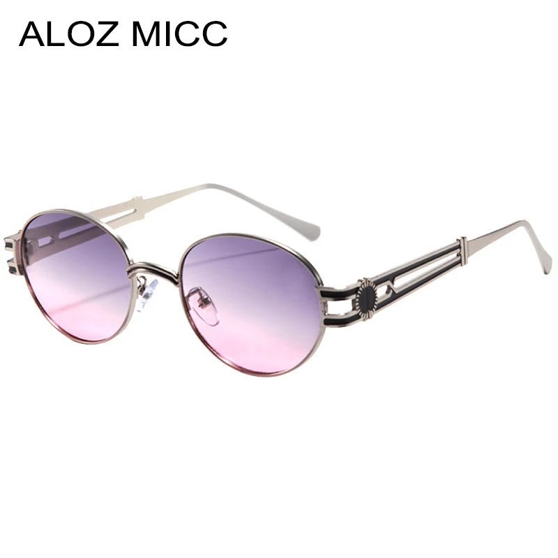 

ALOZ MICC Retro Classic Round Metal Frame Sunglasses Women Fashion Clear Ocean Gradient Lens Shades UV400 Men Punk Sun Glasses