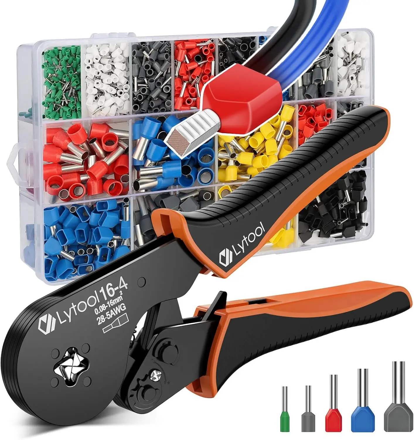 

Ferrule Crimping Tool Kit, AWG 28-5/0.08-16mm², 1200PCS Wire Ferrules with Ratchet Crimper Pliers