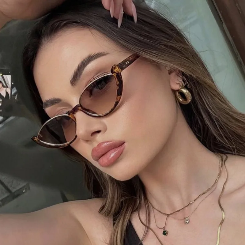

Cat Eye Vintage Sunglasses Women Semi-Rimless Small Frame Eyewear Women Personality Simple Glasses Female Gafas De Sol