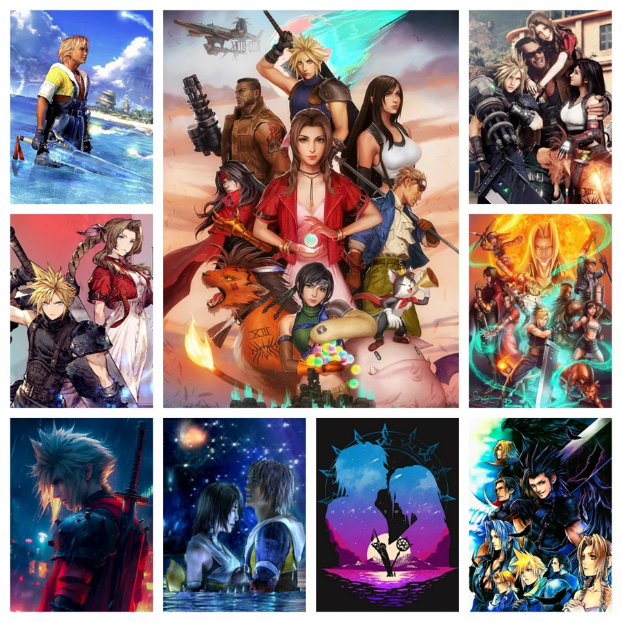 Final Fantasy 5D DIY Diamant Malerei Mosaik Spiel Cartoon Kreuzstich Kunst Bilder Stickerei Strass Home Decor Geschenk