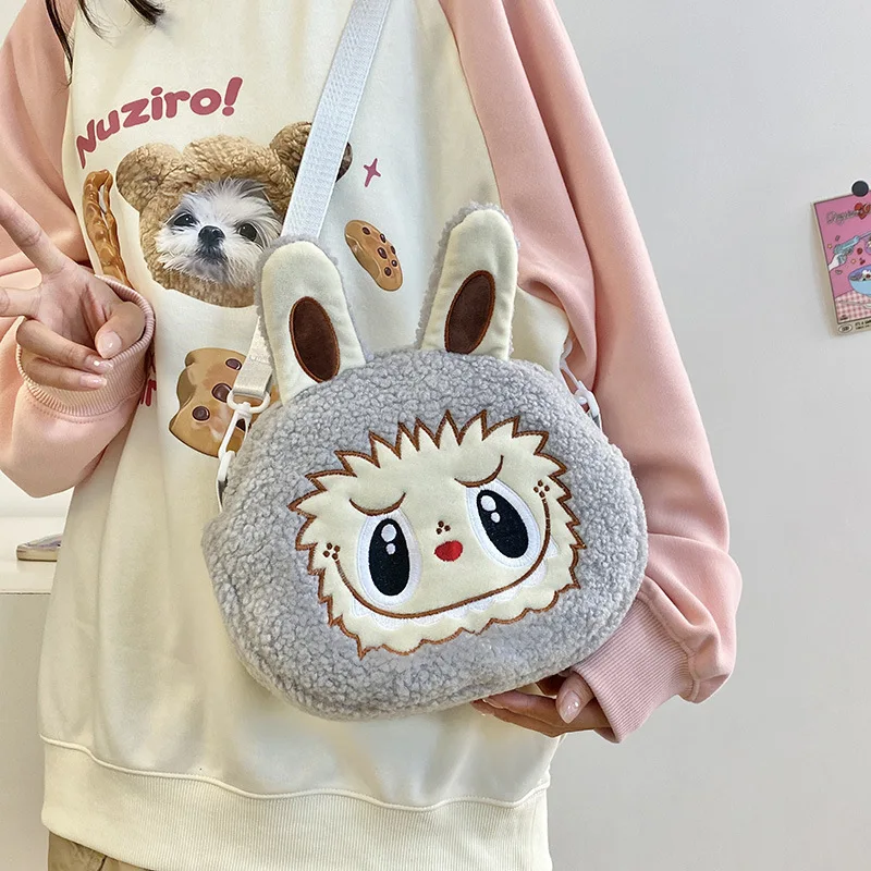 Creative Fun Labubu Cartoon Crossbody Bag High-Capacity Versatile Trend Anime Crossbody Backpack Student Travel Bag Kawaii Gift