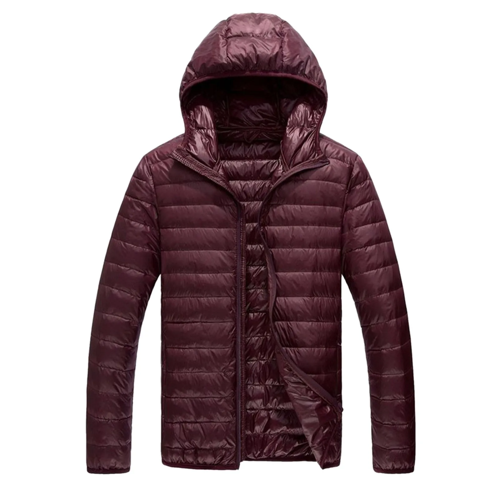 Men'S Casual Contrast Color Coat Collision Zipper Hooded Pocket Thick Puffer Coat For Man Wintert Warm Cotton Padded Down Jacket