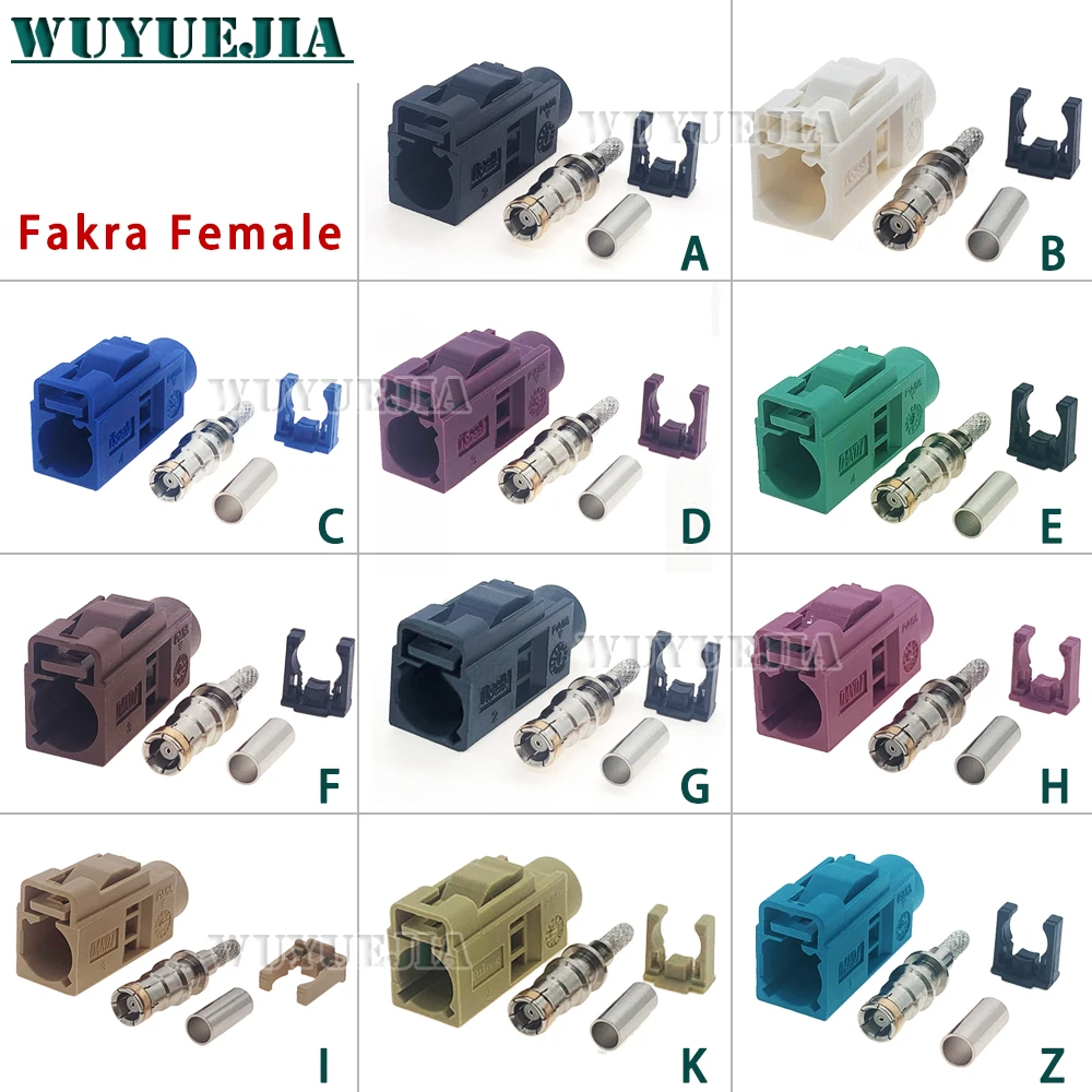 1Pcs Fakra Female Jack Connector Soldering RF Coaxial Wire Connectors for RG316/RG174 Pigtail Cable Fakra A/B/C/D/E/F/G/H/I/K/Z