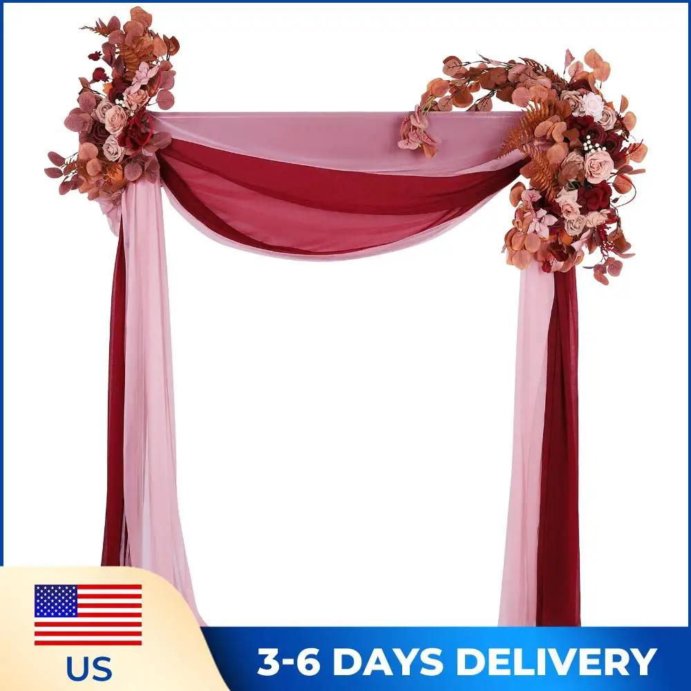 

Набор из 4 искусственных цветочных гирлянд с прозрачными драпировками для свадебной арки, комплект искусственных цветов для декора церемоний и оформления фона