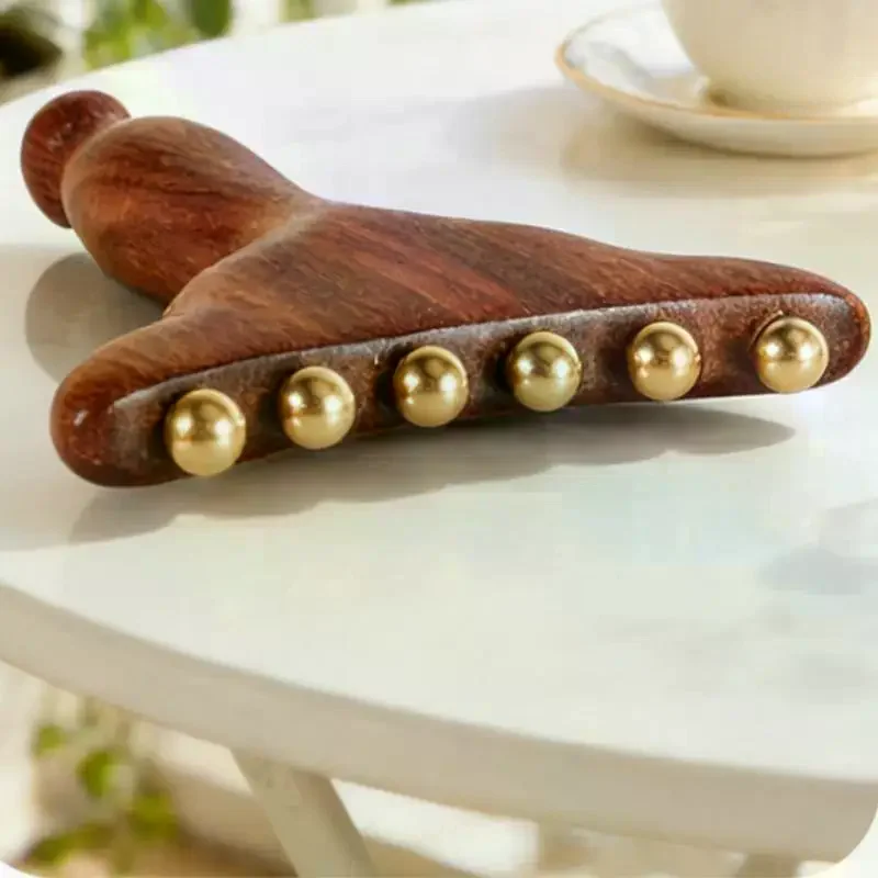 Brass Gua Sha Meridian Body Massager Sandalwood Skin Scraping Meridian Lymphatic Muscle Relief Massage Copper Guasha Board