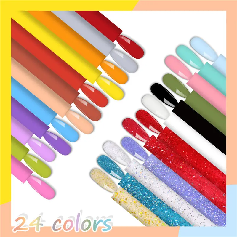 Biutee 24 Kleuren Gel Polish Set Nail Art Semi Permanente Vernis 5Ml Uv Led Gel Diy Top Base Coat matte Vernis Soak Off Nagels Gel