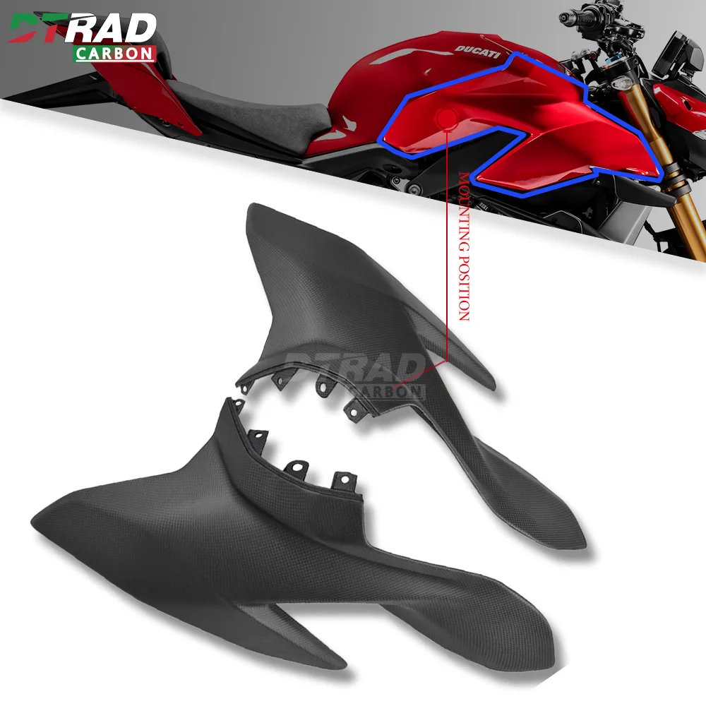 For DUCATI Streetfighter V4 S V4SP 2020-2022 V4S Tank Guard Carbon Fiber Fuel Tank Protector Fairing Kit Motorcycle Accessories