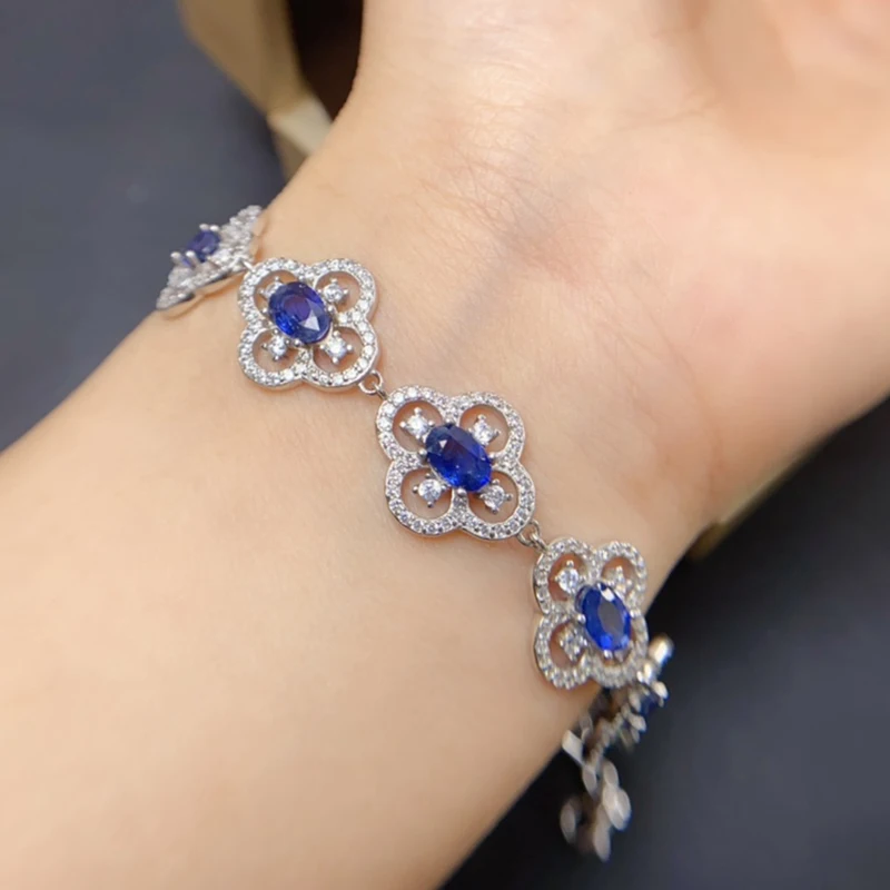 Natural Sapphire Charm Bracelet for women silver 925 jewelry luxury gem stones 18k gold plated free shiping items