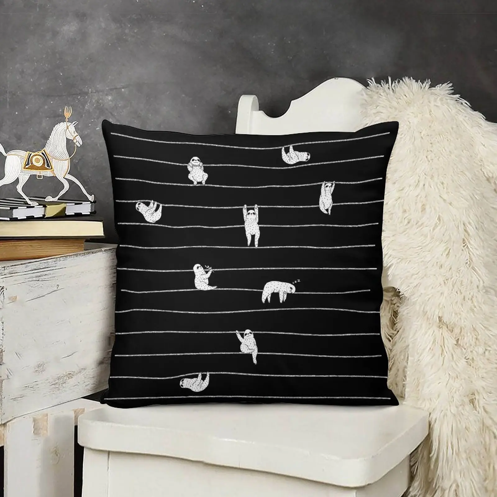 

Sloth Stripe Throw Pillow autumn pillowcase Pillow Cases Decorative Pillow Case Christmas Sofa Covers