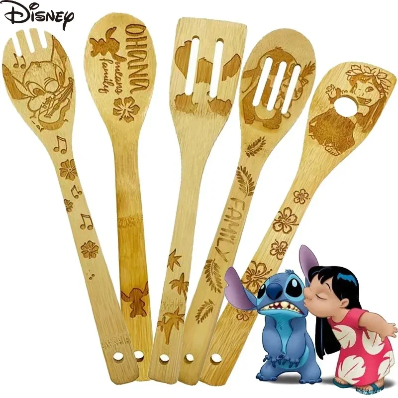 

5pcs/lot Lilo & Stitch Wooden Kitchenware 3styles Disney Anime Peripherals Spatulas Kitchen Tools Party Supplies Gifts