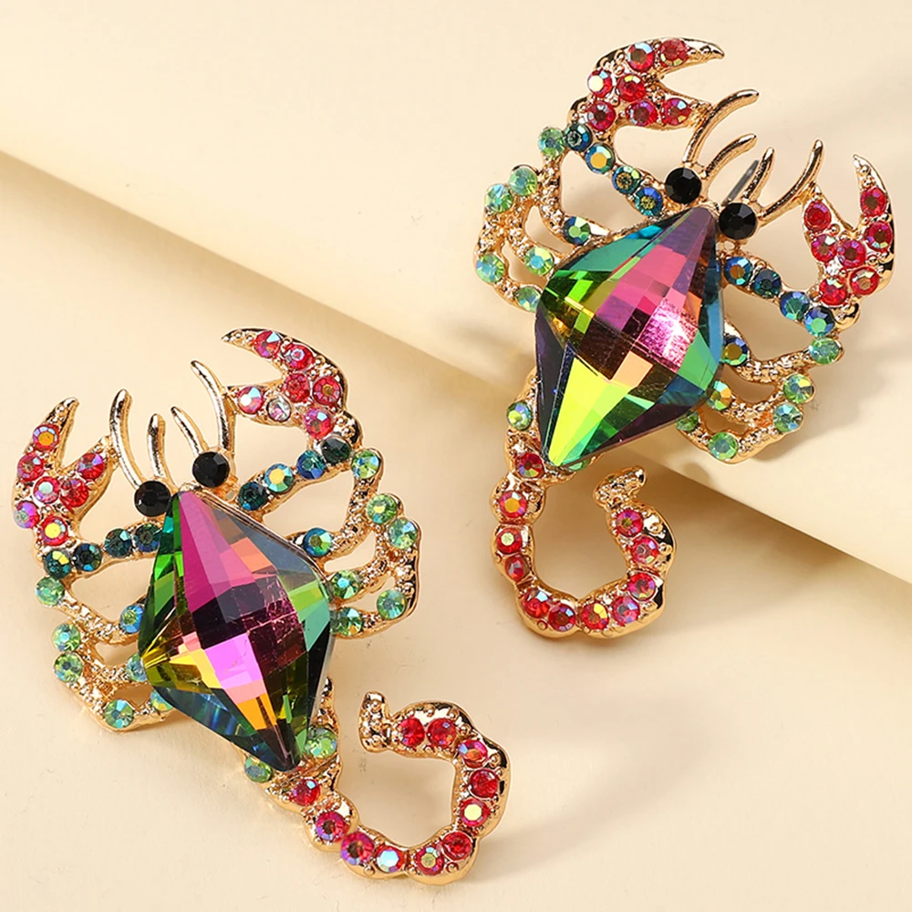 Multicolor Animal Scorpion Geometric Glass Stud Earrings Boho Luxury Unusual Exquisite Party Jewelry Accessories For Women