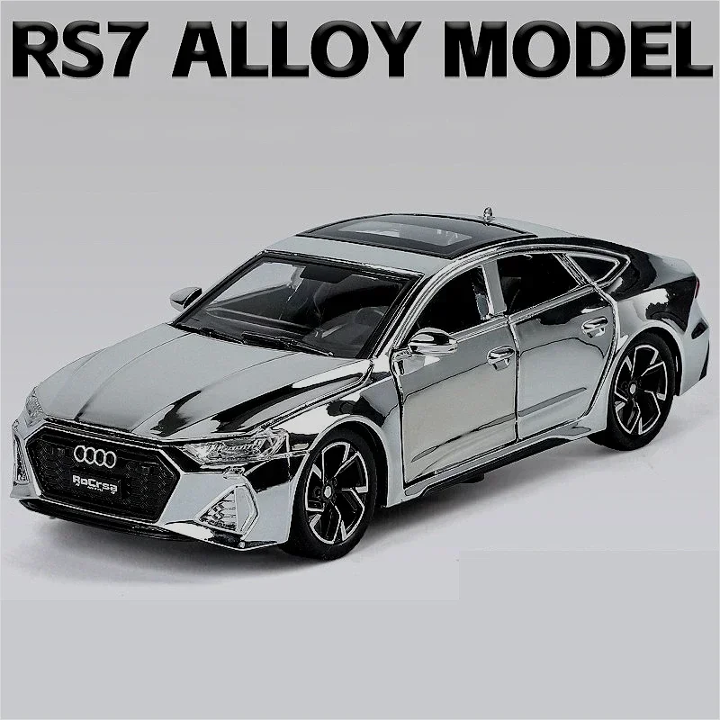 1:32 Audi RS7 Quattro Sportback Auto in miniatura in lega Pressofuso in metallo Modello di auto Collezione di suoni e luci Veicolo giocattolo per bambini