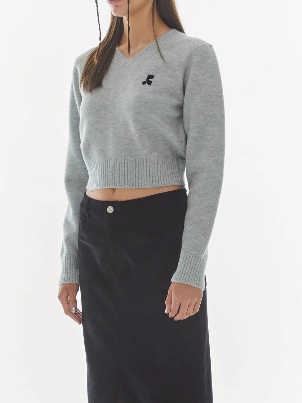 Suéter de punto ort v-ne de cintura alta para mujer, Top Street Sle Slim Fit largo Sve, ropa informal de otoño Faion