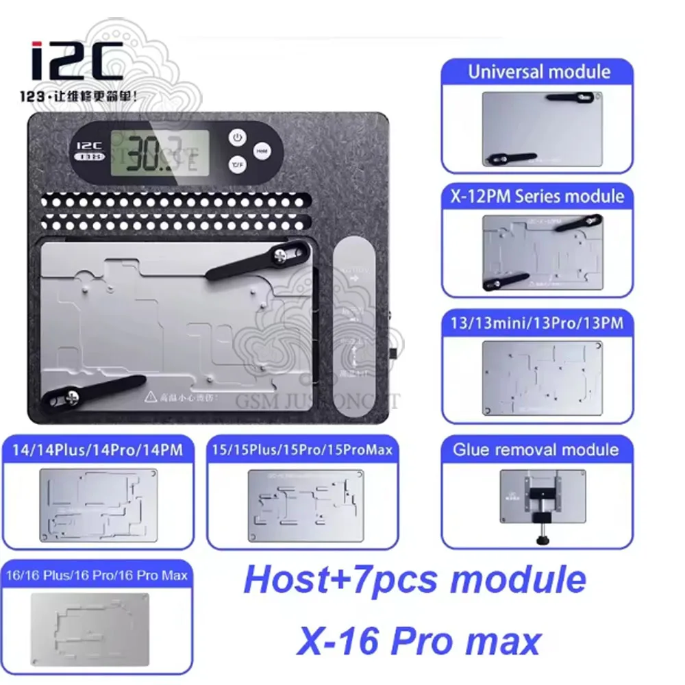 

Pre-Heating Station for iPhone X-16Pro Max, Motherboard Layered Desoldering Platform, Android CPU Chip Degumming, I2C, T18, PCB