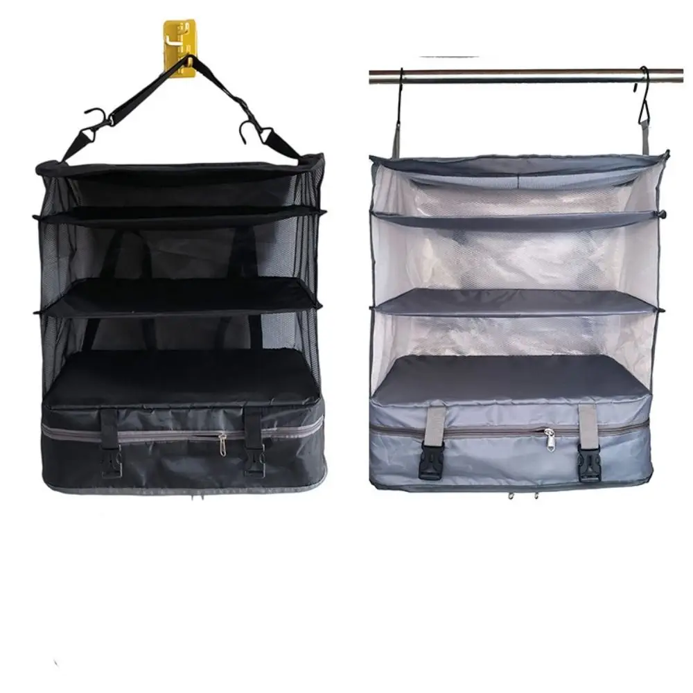 

Waterproof Closet Storage bag Foldable Reinforced Mesh Three-Layer Hanging Bag Large Capacity Carry-On Travel Luggage Organizer