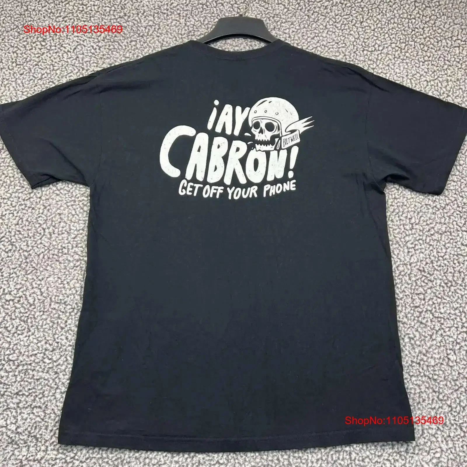 Biltwell Cabron camiseta de motocicleta para hombre Extra grande negro cuello redondo XL vintage lavado Unisex streetwear gráfico transpirable
