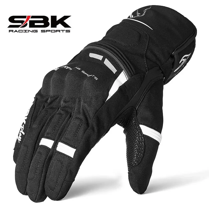 SBK Winter Motorcycle Gloves Windproof and Warm Drop-proof Thickened Velvet Moto Gloves Men's and Women's Knight Full Finger