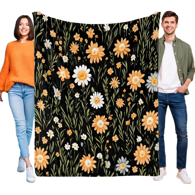 Flower carpet black beautiful adult sofa blanket lightweight suitable for sofa bed