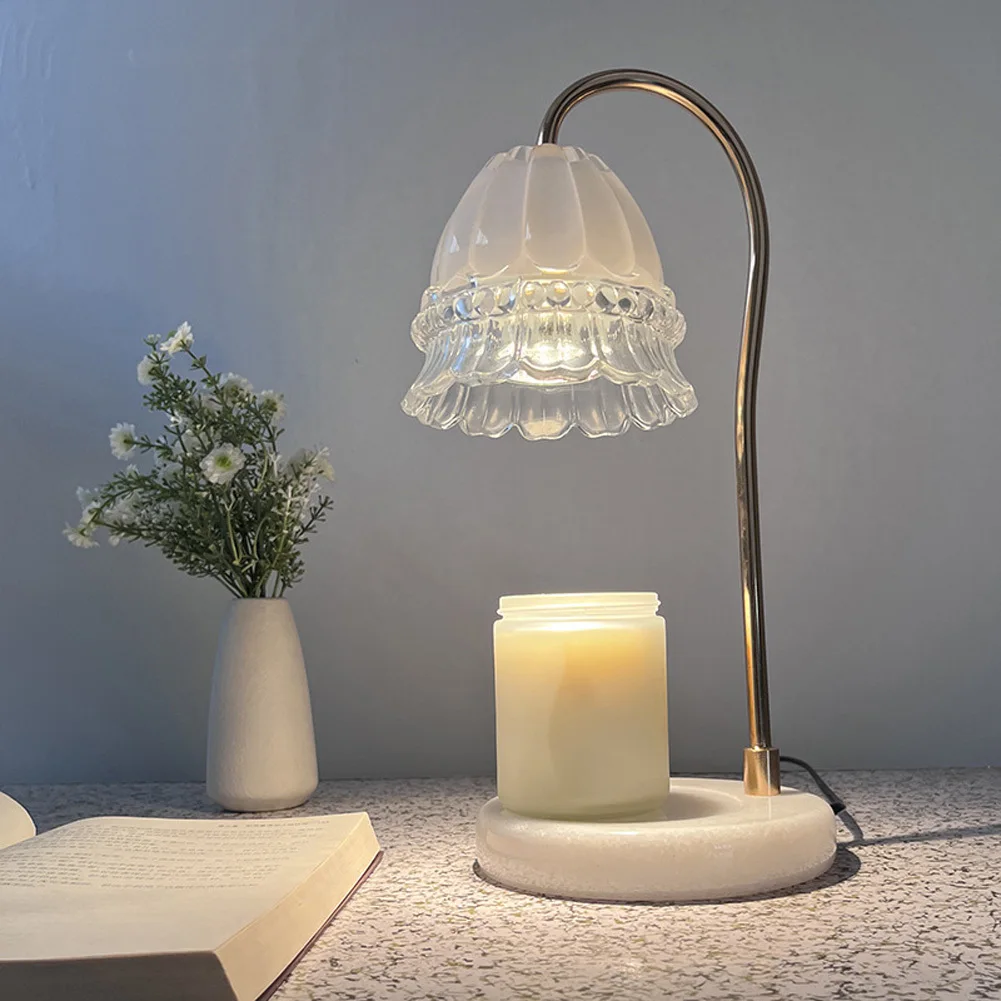 

Candle Warmer Lamp With Marble Base Flower Candle Warmer Lamp For Scented Candles Electric Stepless Dimmable Wax Melt Warmer