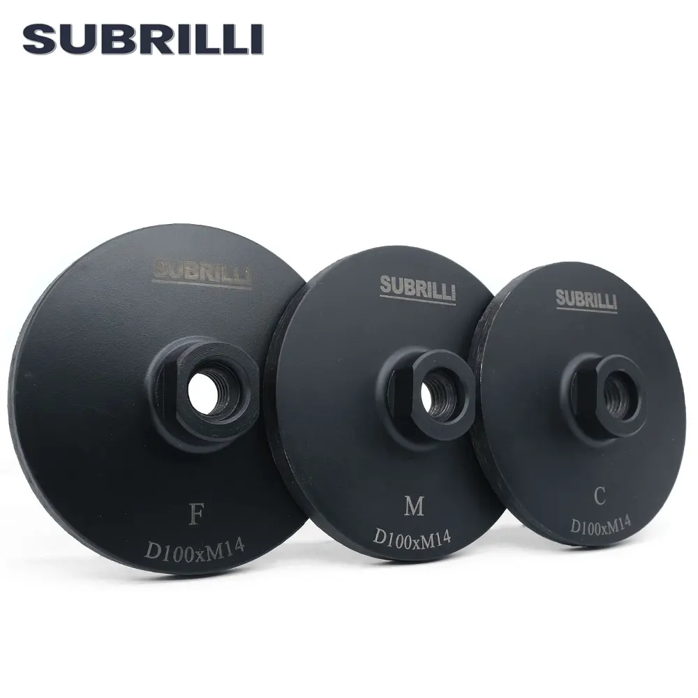 SUBRILLI 4“ Resin Filled Diamond Cup Grinding Wheel M14 5/8-11 For Angle Grinder Ceramic Quartz Artificial Stone Concrete