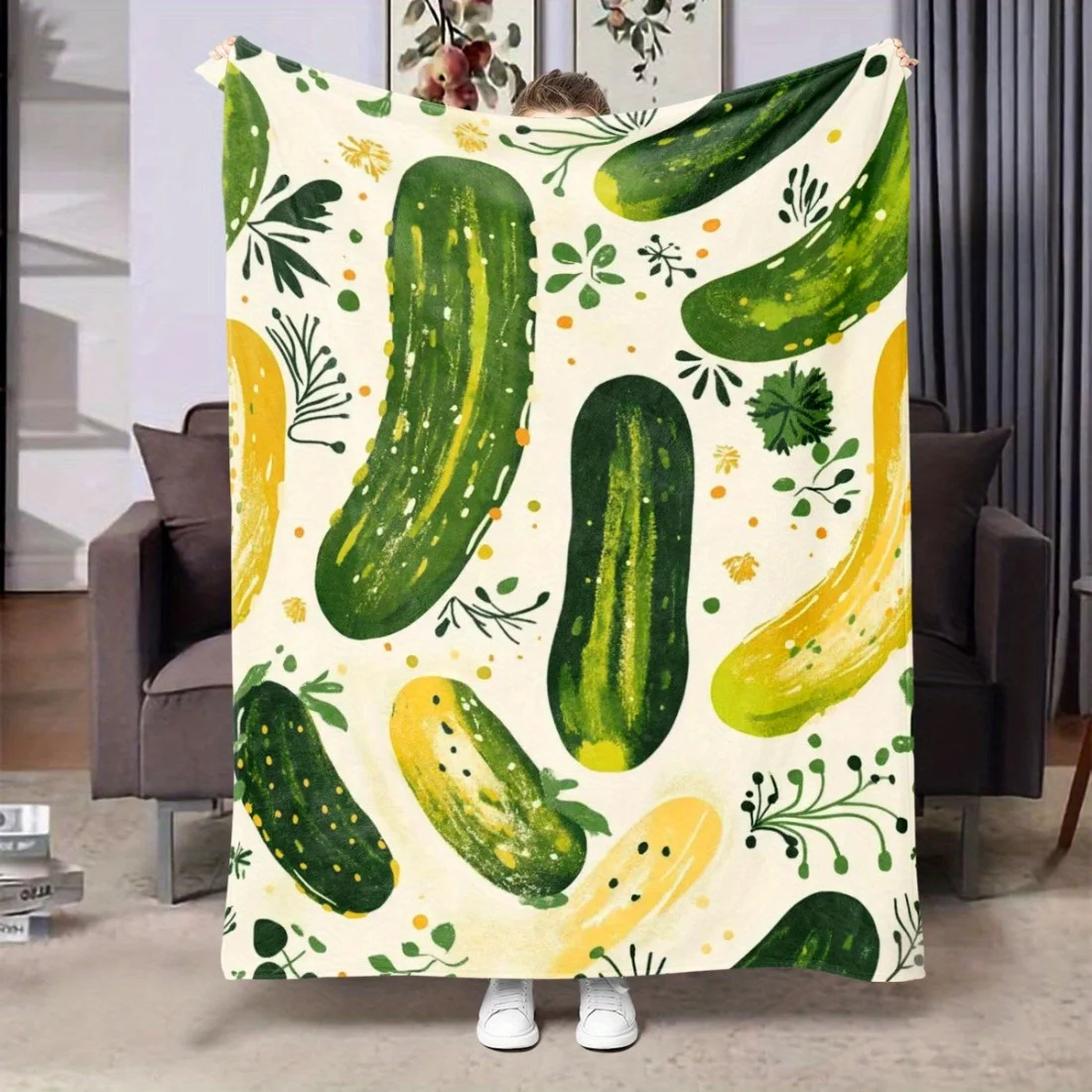 Manta de franela con estampado de pepino crema, chal, cómoda manta de felpa suave para niños, hombres, niñas y mujeres, regalos de graduación, 1 ud.