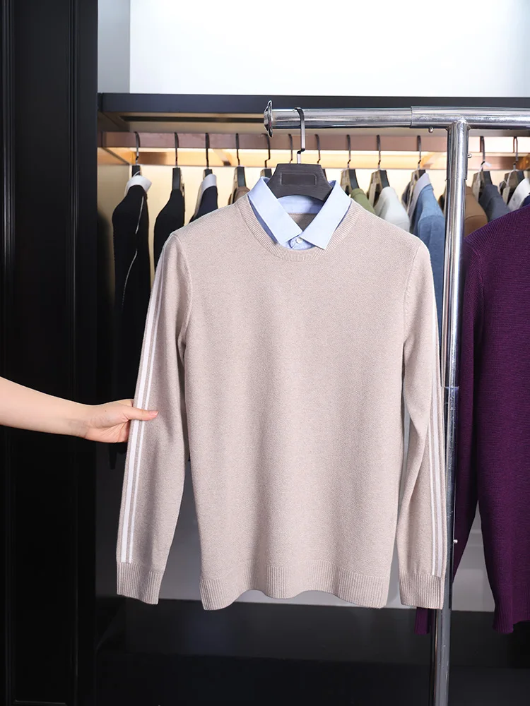 

Homesi Spring Autumn Men's Casual Busin irt Collar Knitted Sweater Fake Two-Piece Long Sve Double Layer Neline