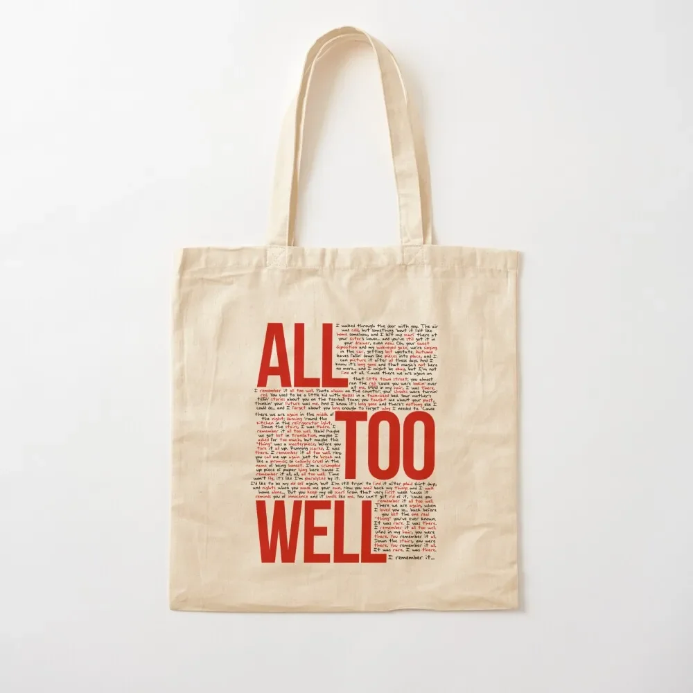 

All Too Well (all lyrics) in White Tote Bag shopping cart bags canvas shopping bag supermarket folding bag custom bags