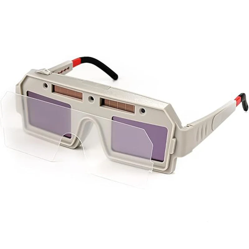 Solar Powered Auto Darkening Welder Glasses with Replaceable Lithium Battery True Color PC Lenses for TIG MIG ARC