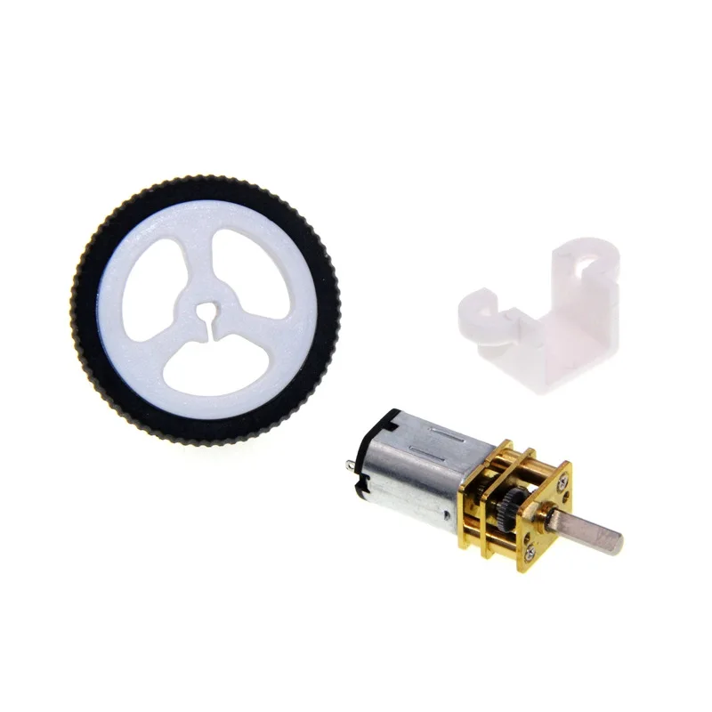 N20 reducer motor 6V micro DC gear reducer motor low speed motor with D-axis rubber tire, sleeve