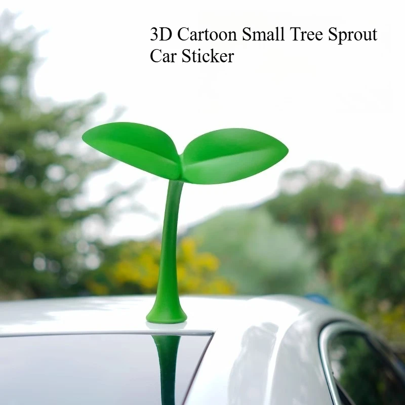 

Cute 3D Small Tree Bean Sprout Auto Sticker - Adorable Funny Roof Decor - Easy Apply Removable Decal for Car Styling Accessory