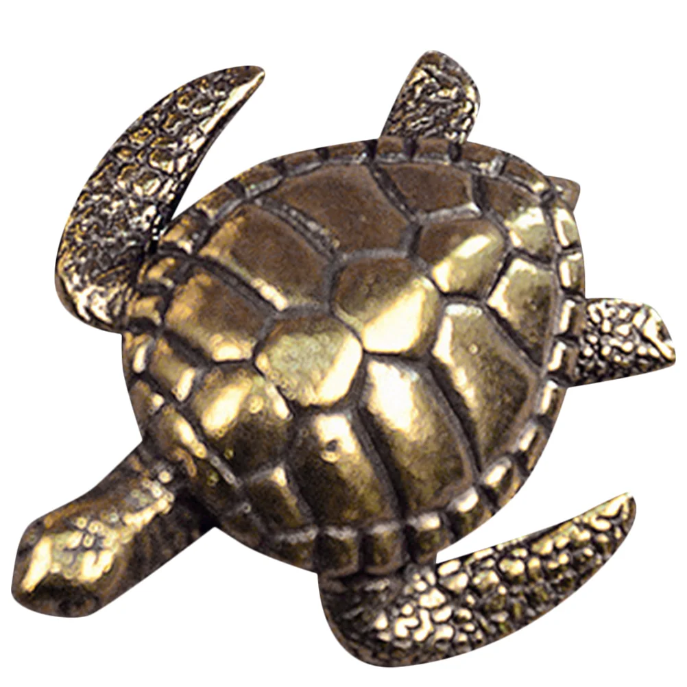 صغيرة البرونزية السلحفاة قلادة تمثال النحت الرجعية السلحفاة النحاس البحر ديكور المنزل مكتب حلية #2