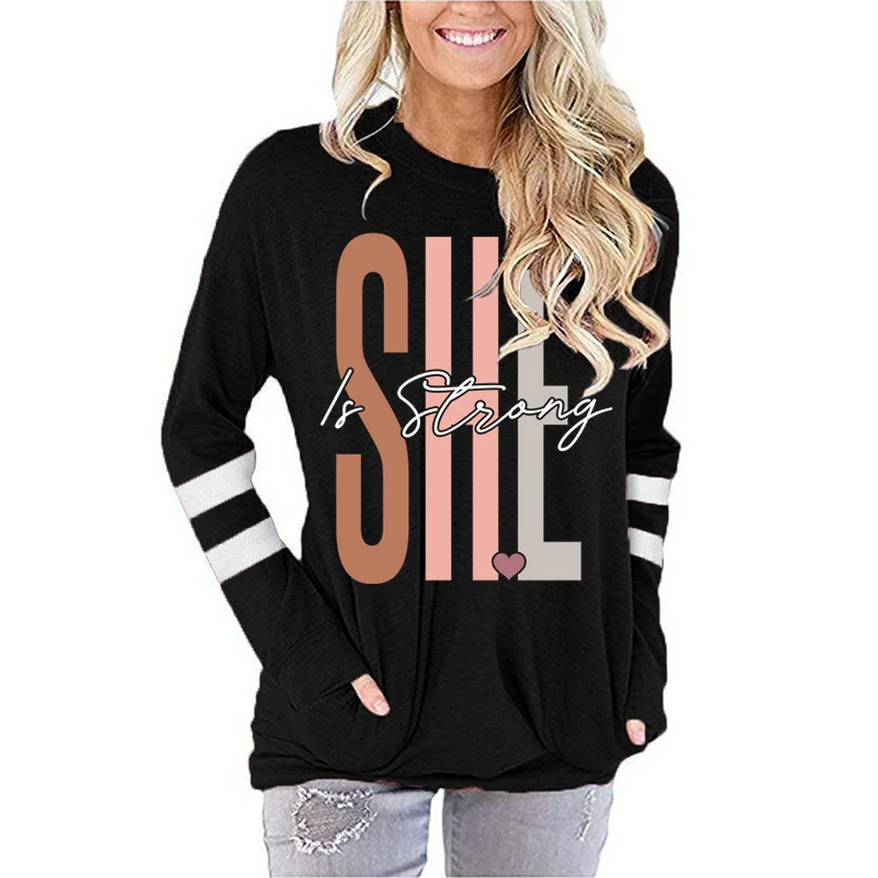 Gift for Christian She Is Strong Graphic Fall Long Sleeve T-shirt Religious Christian Faith Classic Tops Faith Based T-Shirts