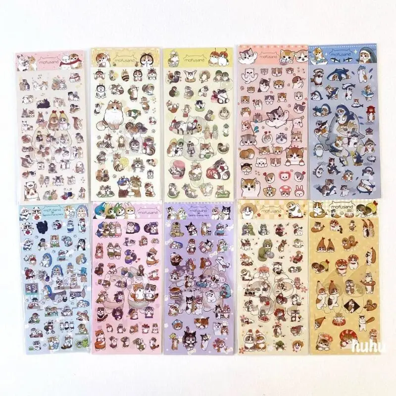 Nuevo Sanrio mofusand pegatina transparente impermeable pegatinas de grafiti Kawaii DIY ordenador equipaje monopatín Deco regalos al por mayor