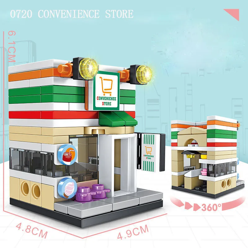 Stackable Building Blocks Toy with 8 Pieces Set for Improving Hands-on Ability of Boys and Girls, Featuring City Street View