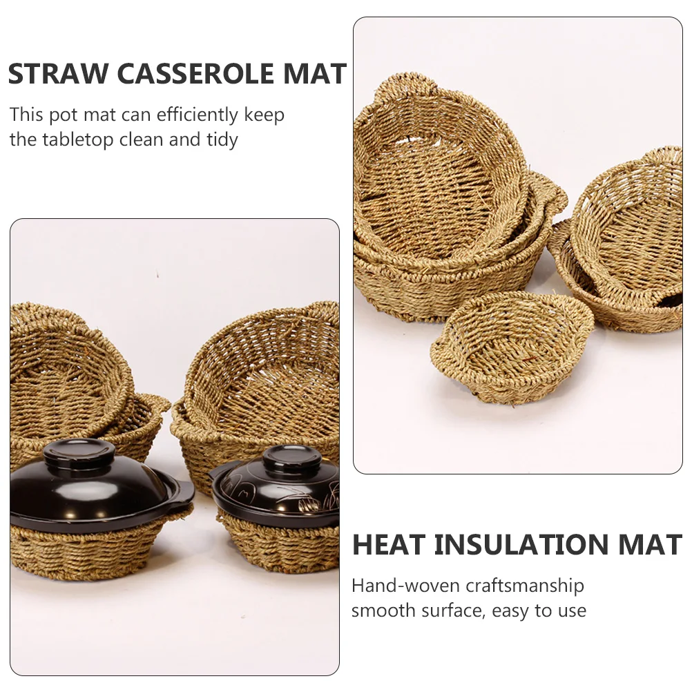 

Casserole Basket Cushion Pot Holders Potholder Woven Storage Straw Hot Pad