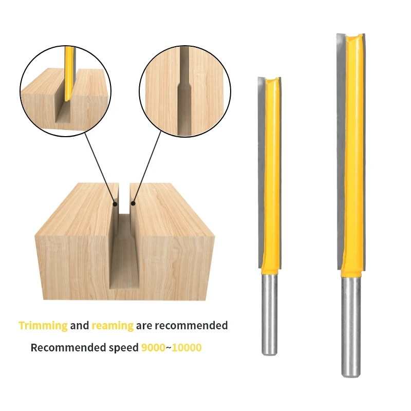 NXWIND 2PCS  1/4 Shank Long Blands Straight Router Bit Woodworking Milling Cutter For Wood Face