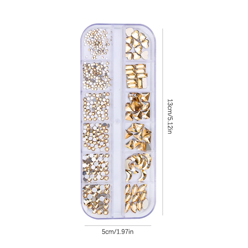 12-Grid Dental Tooth Gems Crystal Diamond Ornament Diy Tools Various Shapes Color Teeth Jewelry For Denture Acrylic Dental Acc