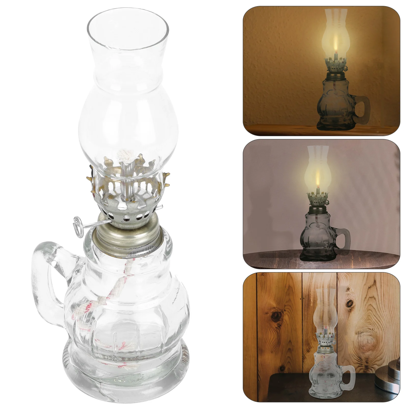 Kerosene Lamp Lighting Tool Glass Oil Retro Decor Lantern Cover Desktop
