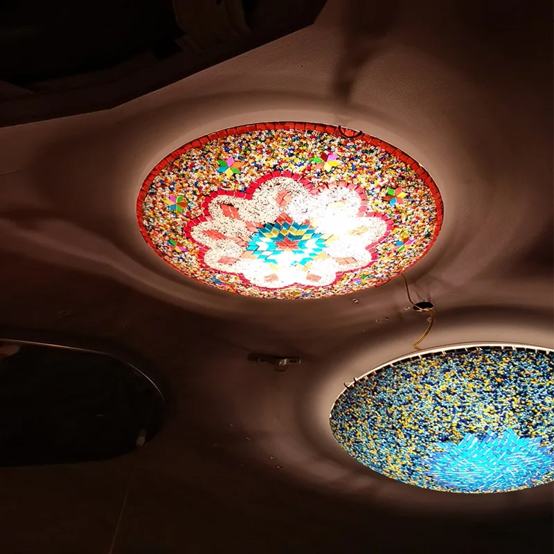 Mosaic Ceiling Lamp Turkish Moroccan Handmade Glass Ceiling Lights Art Deco Bedroom Living Room Chandelier Lustre Salon Lighting