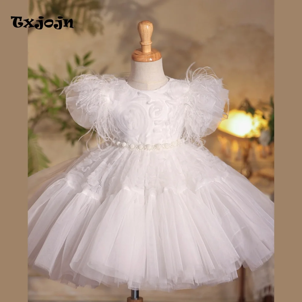 Baby Girl High-end Prom Dress Flower Girl Mesh Princess Dress Toddler Teens Child Vestido Wedding Party Birthday Clothes 1-14Y