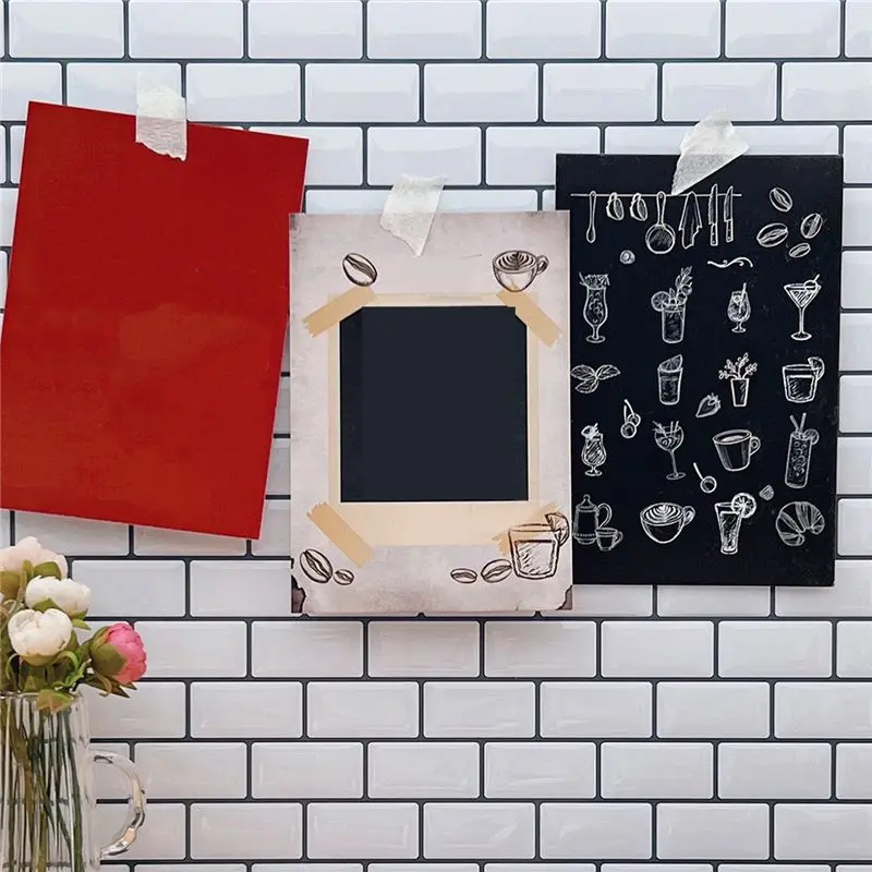 【NEW B63C】 1/6 or 1/12 Scale Miniature Dollhouse Tile Sticker OB11 Doll House Wall Paper Furniture Decoration,Rectangle White