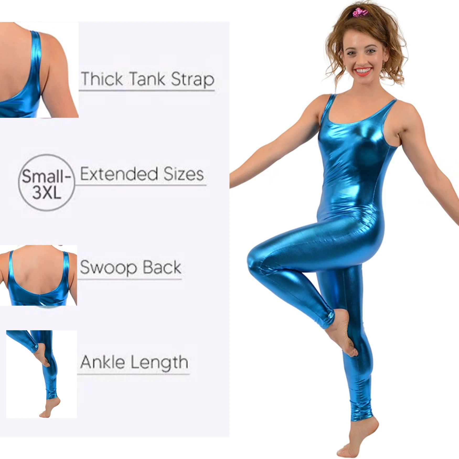 SPEERISE النساء لامعة معدنية Unitard أكمام وهمية الرقبة الباليه حللا كامل الجسم قطعة واحدة ملابس رقص الرجال Zentai ازياء